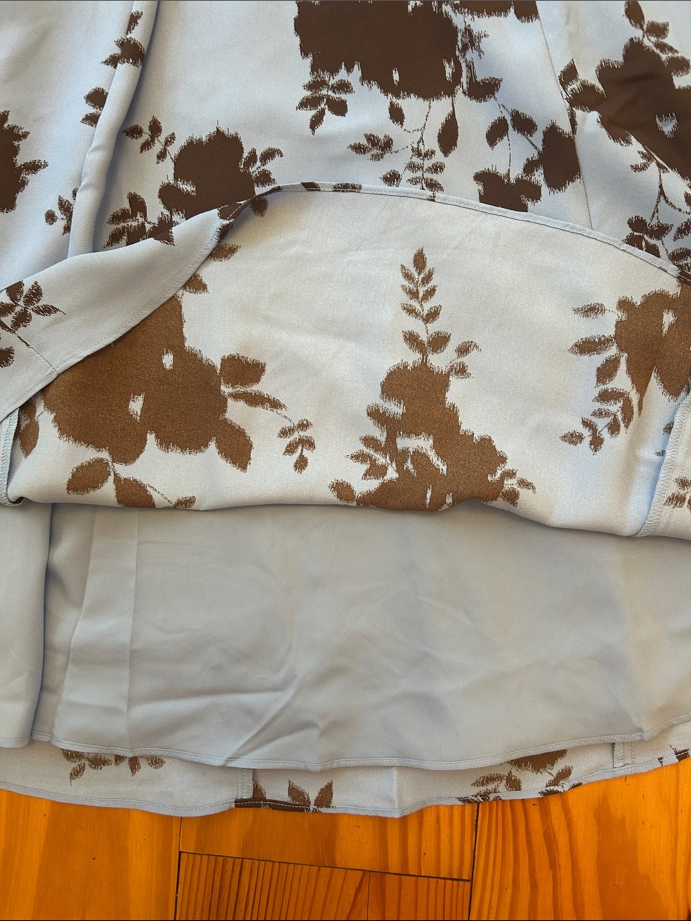 Ann Taylor Light Blue Midi Dress with Brown Floral Print - Picture 5 of 6
